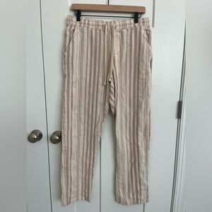 E.T.A Striped 100% Cotton Boho Beach Pants Women 32 Elastic Waist Resort Wear